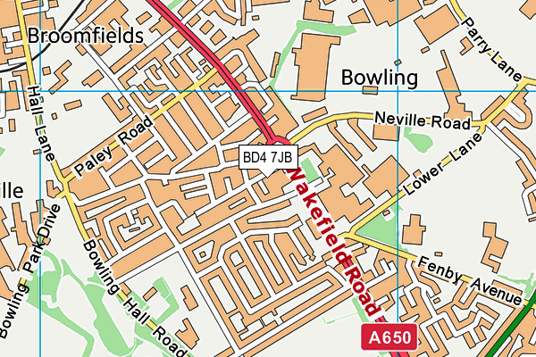 BD4 7JB map - OS VectorMap District (Ordnance Survey)