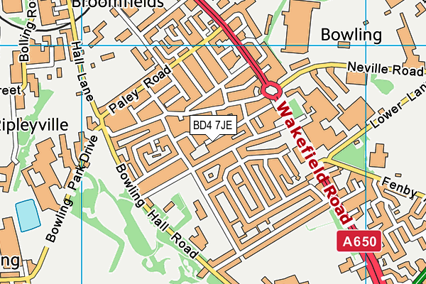 BD4 7JE map - OS VectorMap District (Ordnance Survey)