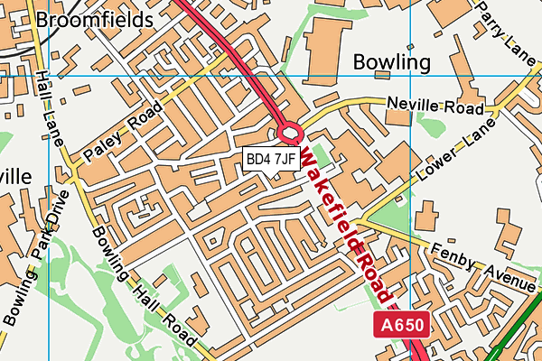 BD4 7JF map - OS VectorMap District (Ordnance Survey)