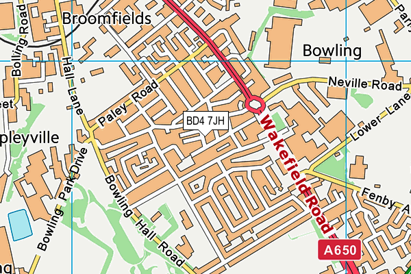 BD4 7JH map - OS VectorMap District (Ordnance Survey)