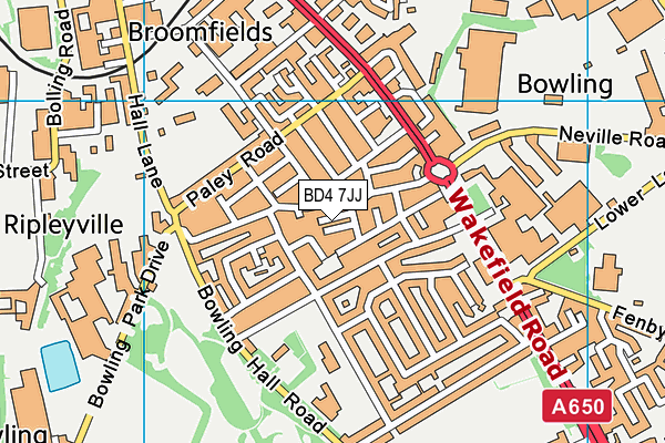 BD4 7JJ map - OS VectorMap District (Ordnance Survey)