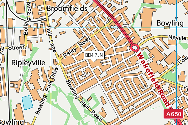 BD4 7JN map - OS VectorMap District (Ordnance Survey)