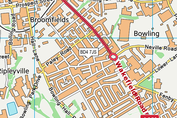 BD4 7JS map - OS VectorMap District (Ordnance Survey)