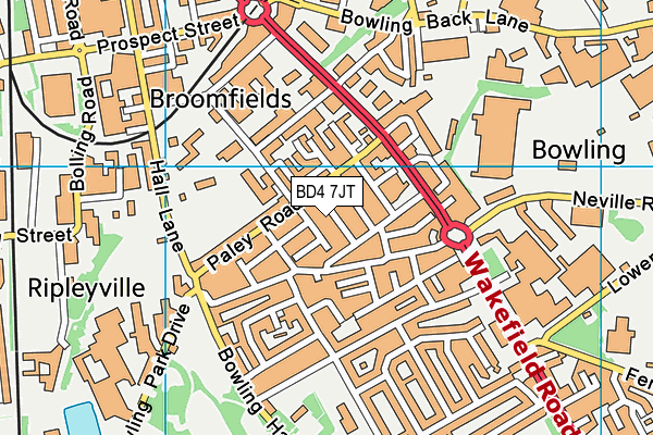 BD4 7JT map - OS VectorMap District (Ordnance Survey)