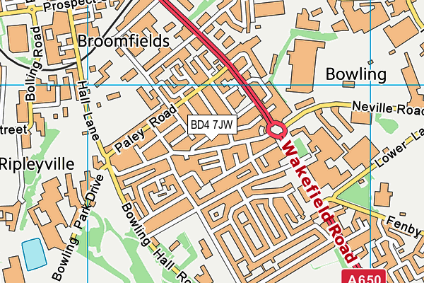 BD4 7JW map - OS VectorMap District (Ordnance Survey)