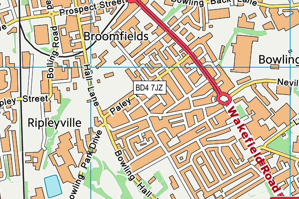 BD4 7JZ map - OS VectorMap District (Ordnance Survey)