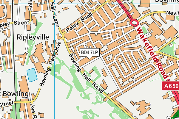BD4 7LP map - OS VectorMap District (Ordnance Survey)