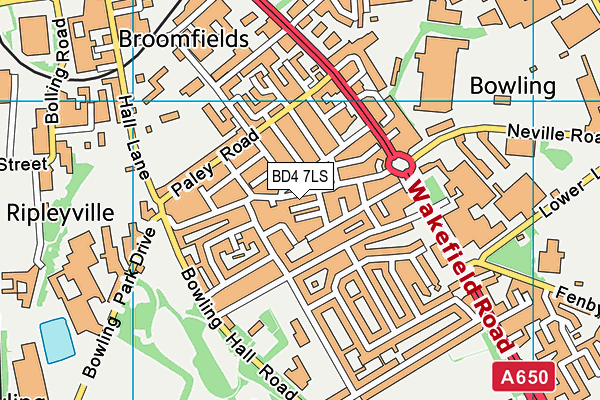 BD4 7LS map - OS VectorMap District (Ordnance Survey)