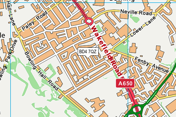 BD4 7QZ map - OS VectorMap District (Ordnance Survey)