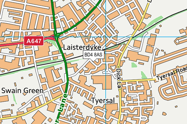 BD4 8AS map - OS VectorMap District (Ordnance Survey)