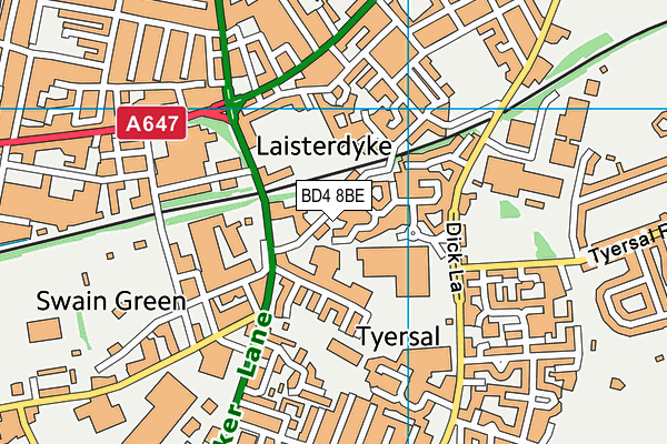 BD4 8BE map - OS VectorMap District (Ordnance Survey)