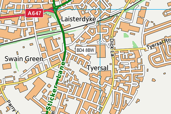 BD4 8BW map - OS VectorMap District (Ordnance Survey)