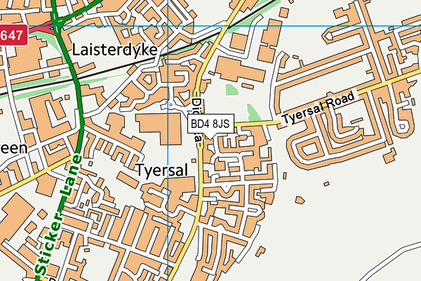 BD4 8JS map - OS VectorMap District (Ordnance Survey)