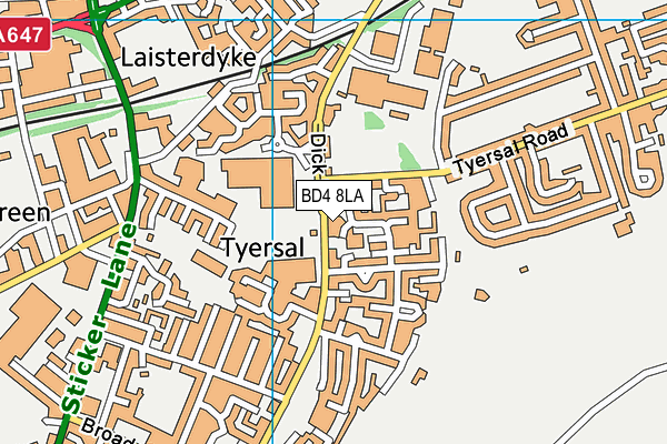 BD4 8LA map - OS VectorMap District (Ordnance Survey)