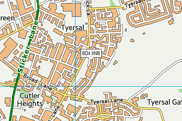 The Sutton Community Hall map (BD4 8NB) - OS VectorMap District (Ordnance Survey)