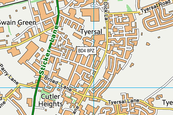 BD4 8PZ map - OS VectorMap District (Ordnance Survey)