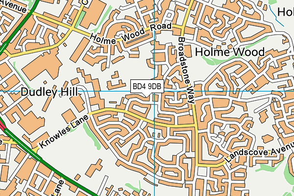 BD4 9DB map - OS VectorMap District (Ordnance Survey)