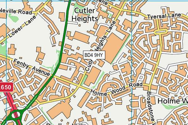 BD4 9HY map - OS VectorMap District (Ordnance Survey)