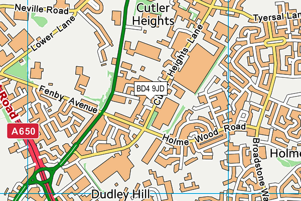 BD4 9JD map - OS VectorMap District (Ordnance Survey)