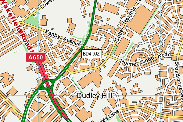 BD4 9JZ map - OS VectorMap District (Ordnance Survey)