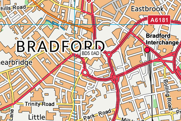 Bradford Ice Arena map (BD5 0AD) - OS VectorMap District (Ordnance Survey)