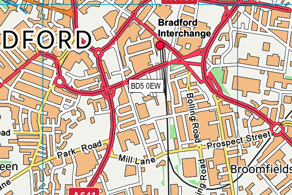 BD5 0EW map - OS VectorMap District (Ordnance Survey)