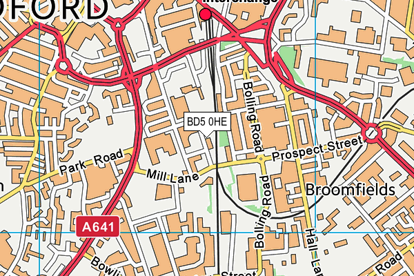 BD5 0HE map - OS VectorMap District (Ordnance Survey)