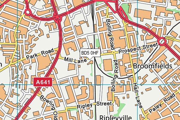 BD5 0HF map - OS VectorMap District (Ordnance Survey)