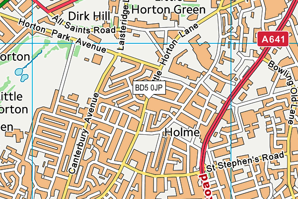 BD5 0JP map - OS VectorMap District (Ordnance Survey)