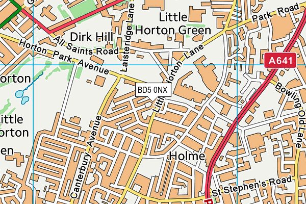 BD5 0NX map - OS VectorMap District (Ordnance Survey)