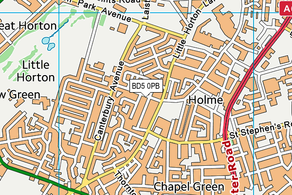 BD5 0PB map - OS VectorMap District (Ordnance Survey)