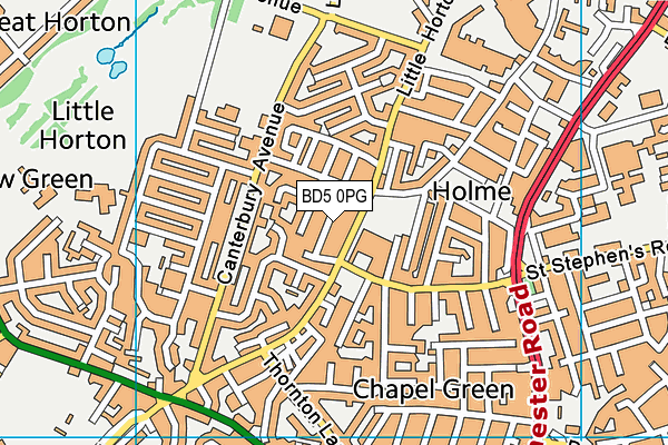 BD5 0PG map - OS VectorMap District (Ordnance Survey)