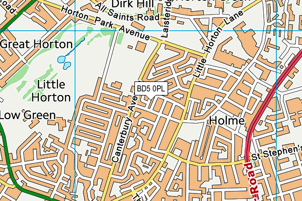 BD5 0PL map - OS VectorMap District (Ordnance Survey)