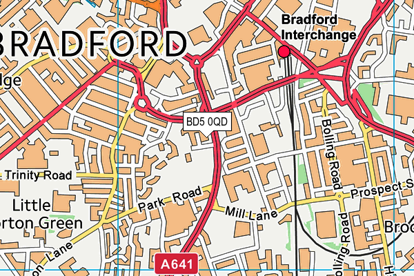 BD5 0QD map - OS VectorMap District (Ordnance Survey)