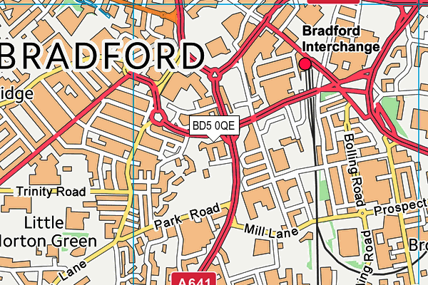 BD5 0QE map - OS VectorMap District (Ordnance Survey)