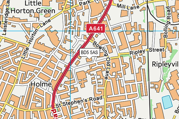 BD5 5AS map - OS VectorMap District (Ordnance Survey)