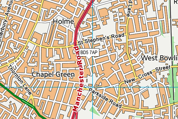 BD5 7AP map - OS VectorMap District (Ordnance Survey)