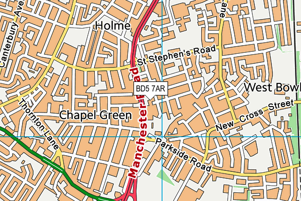 BD5 7AR map - OS VectorMap District (Ordnance Survey)