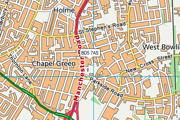 BD5 7AS map - OS VectorMap District (Ordnance Survey)