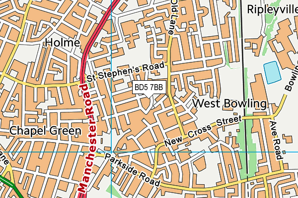 BD5 7BB map - OS VectorMap District (Ordnance Survey)