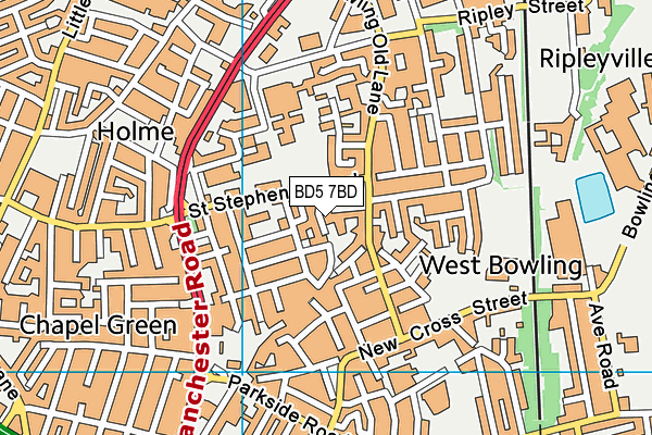 BD5 7BD map - OS VectorMap District (Ordnance Survey)