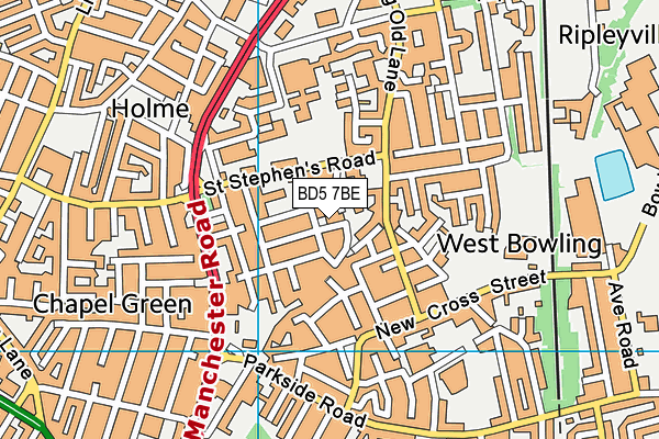 BD5 7BE map - OS VectorMap District (Ordnance Survey)