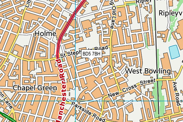 BD5 7BH map - OS VectorMap District (Ordnance Survey)