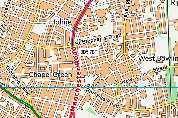 BD5 7BT map - OS VectorMap District (Ordnance Survey)