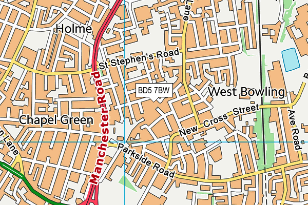 BD5 7BW map - OS VectorMap District (Ordnance Survey)