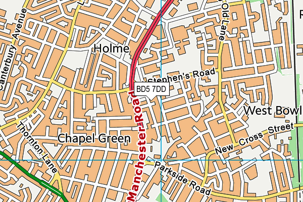 BD5 7DD map - OS VectorMap District (Ordnance Survey)