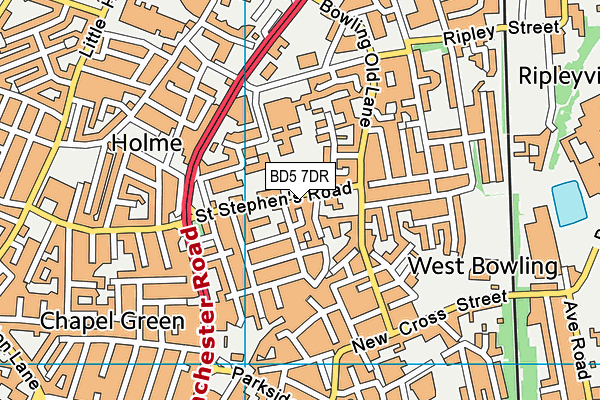 BD5 7DR map - OS VectorMap District (Ordnance Survey)