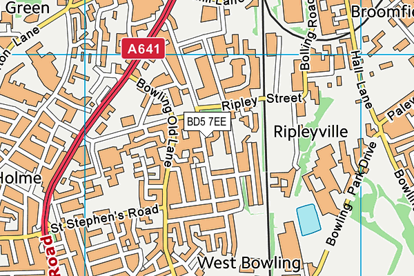 BD5 7EE map - OS VectorMap District (Ordnance Survey)