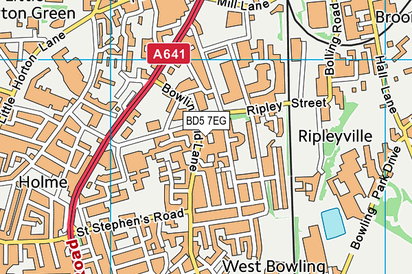 BD5 7EG map - OS VectorMap District (Ordnance Survey)