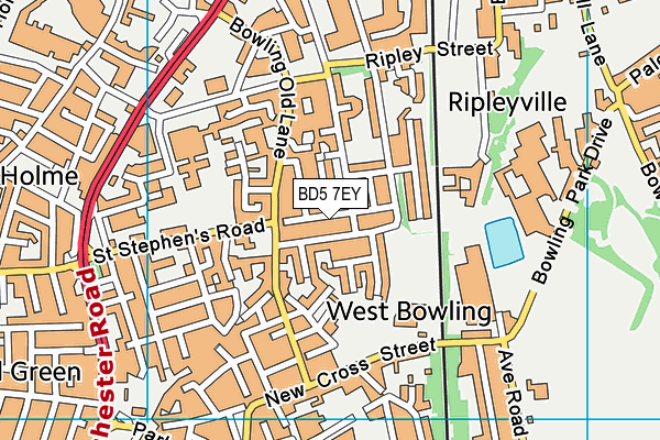 BD5 7EY map - OS VectorMap District (Ordnance Survey)